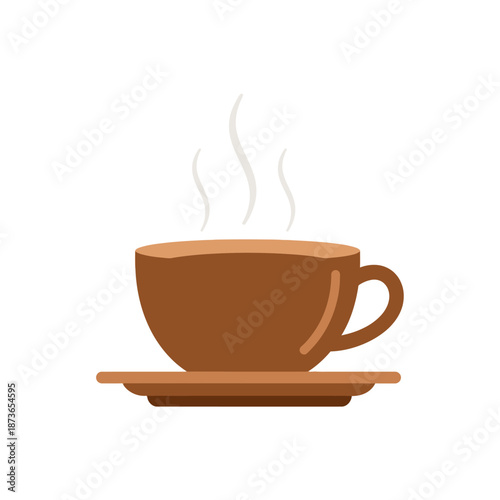 Steaming Hot Coffee Cup on Saucer, Cozy Morning Beverage