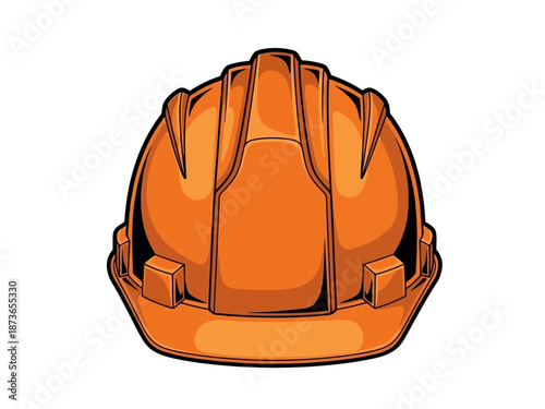 Bright orange safety construction helmet with adjustable interior harness