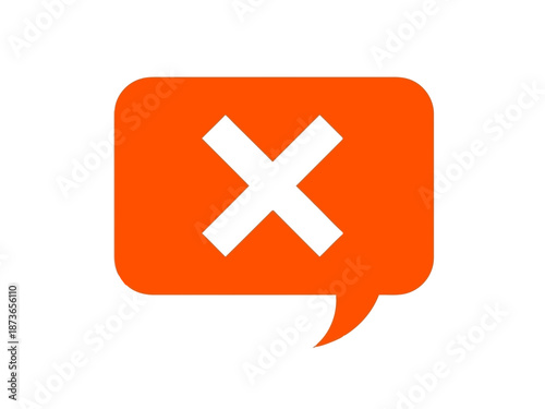 Red speech bubble icon with white cross symbol for error or cancel notification