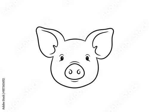 Cute cartoon pig face with simple and friendly expression illustration