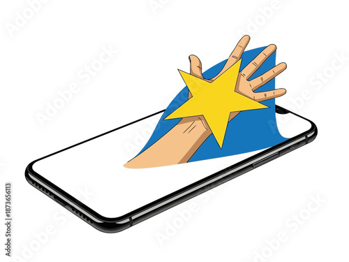 Hand holding smartphone with ukrainian flag and explosion graphic on screen