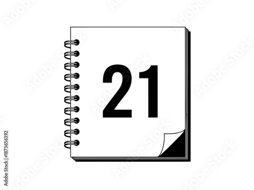 Calendar icon with number twentyone highlighted on a page