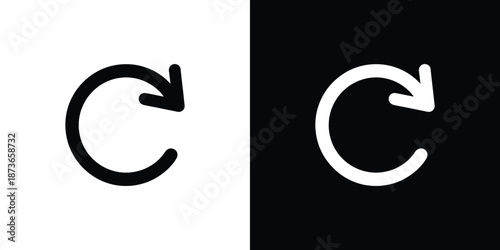 Refresh Arrow Set, Black and White Half Circle, Curved Arrow, Reload, Loop Icon
