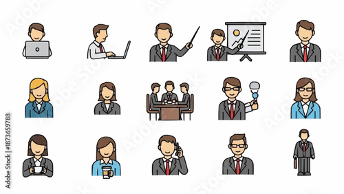 Collection of Business People Icons and Illustrations.