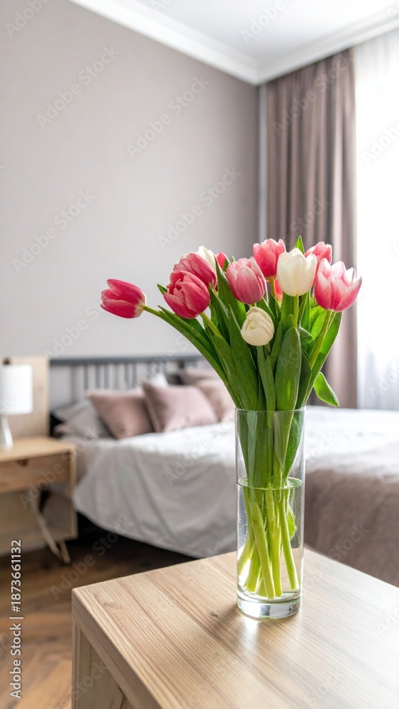 Fototapeta premium Tulips in Bedroom Decor.