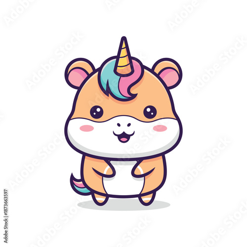 Adorable Cartoon Hamster Unicorn Illustration