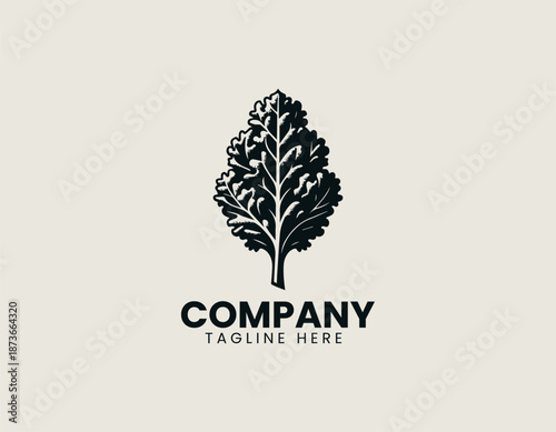 Kale vegetable symbol is illustrated as clean black vector logo design