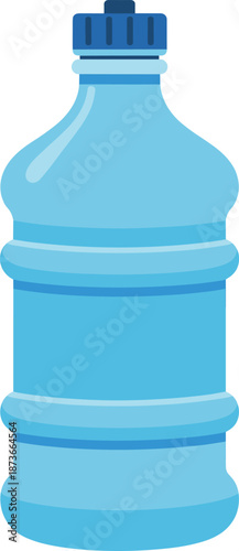 Blue plastic water bottle gallon container, vector illustration for office cooler, isolated mineral drink canister design, white background, simple icon