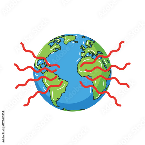 Global Warming Illustration: Planet Earth with Heat Waves