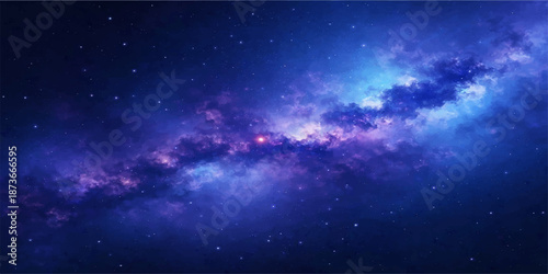An abstract space background featuring a bright blue nebula and shimmering stars across a dark cosmic galaxy universe