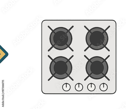 Gas Stove Top Illustration.