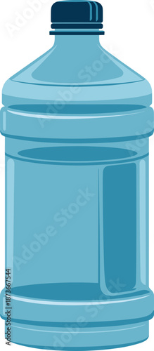 Large blue plastic water bottle gallon container, vector illustration for office cooler, isolated mineral drink canister design, white background