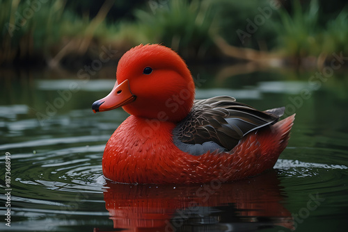 red duck on the water