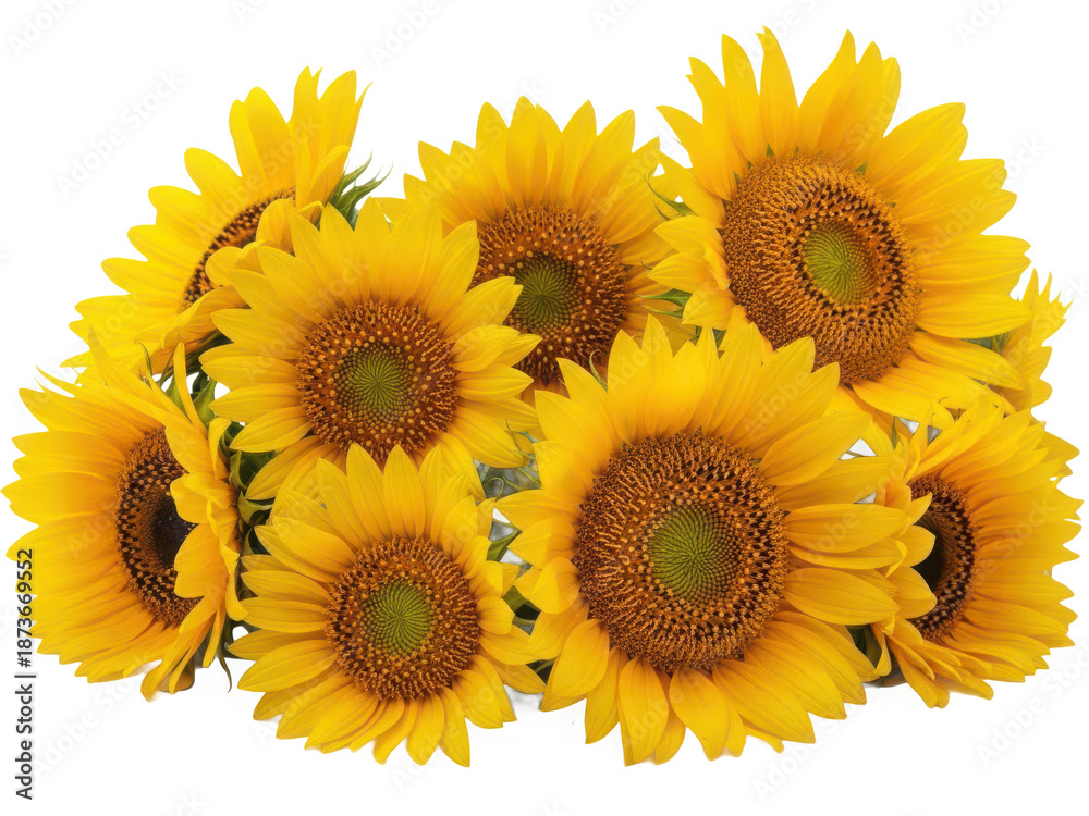 Fototapeta premium Bright sunflowers isolated on transparent background