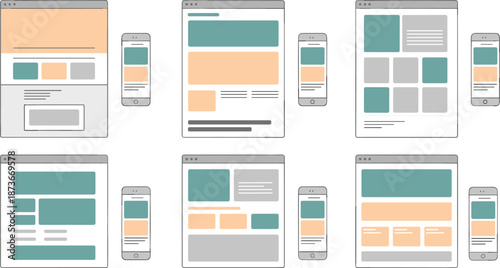 Responsive, web, design, wireframe, layouts, ui, ux, mobile, desktop, website, templates, interface, modern, minimal, digital, product, dashboard, application, technology, illustration