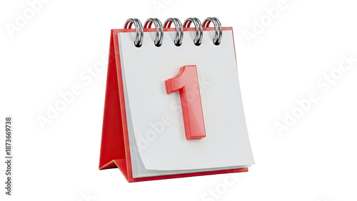 Red Desk Calendar with Number 1