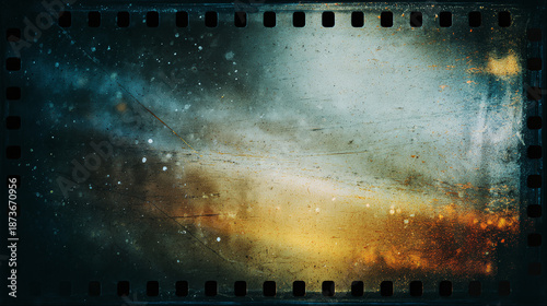 Cosmic dust on an aged film strip. A captivating blend of the cosmos and vintage aesthetic