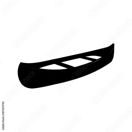 Silhouette of a sleek black canoe ready for a peaceful adventure