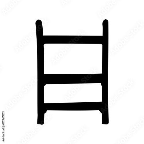 Simple Two Step Ladder Depicted in Silhouette Against a White Background