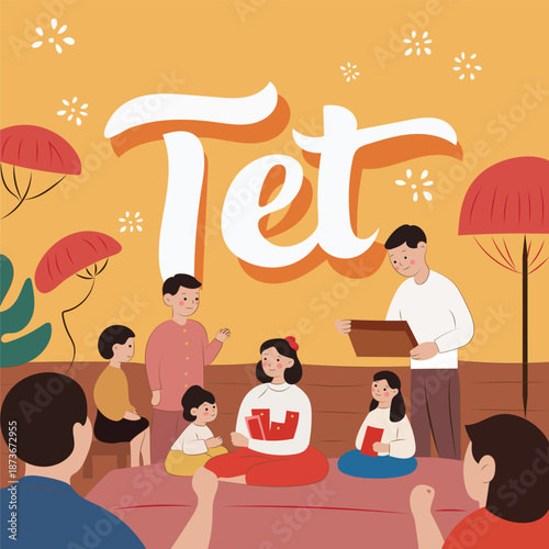 Cultural Vietnamese Tet Holiday Illustration