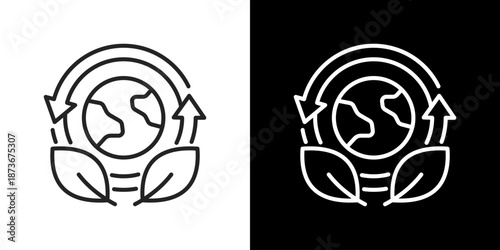 Sustainability  Icon Set. Clean Line Design With Light And Dark Versions For Versatile Use 
