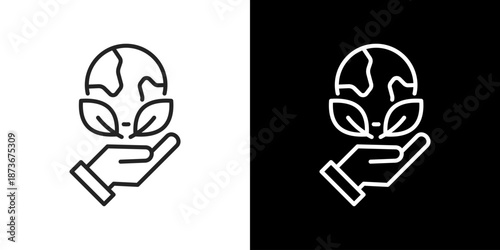 Environment  Icon Set. Clean Line Design With Light And Dark Versions For Versatile Use 