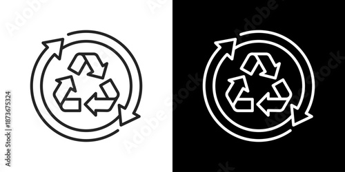 Recycle  Icon Set. Clean Line Design With Light And Dark Versions For Versatile Use 