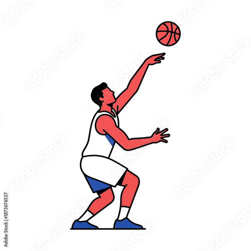 Basketball player shooting a ball, stylized illustration, active sport concept