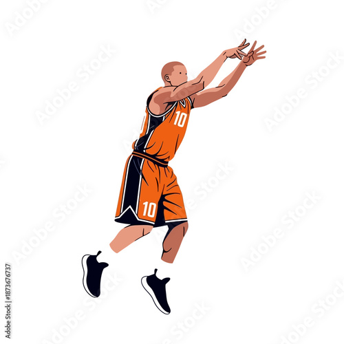 Basketball Player Shooting Jump Shot Isolated on White Background