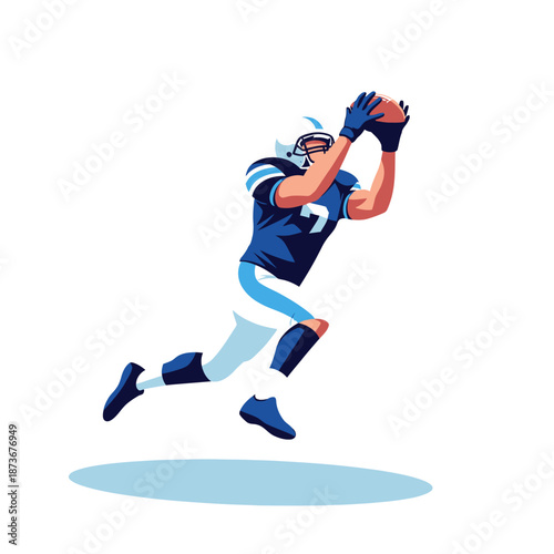 American Football Player Catching Ball in Mid-Air, Dynamic Action Shot