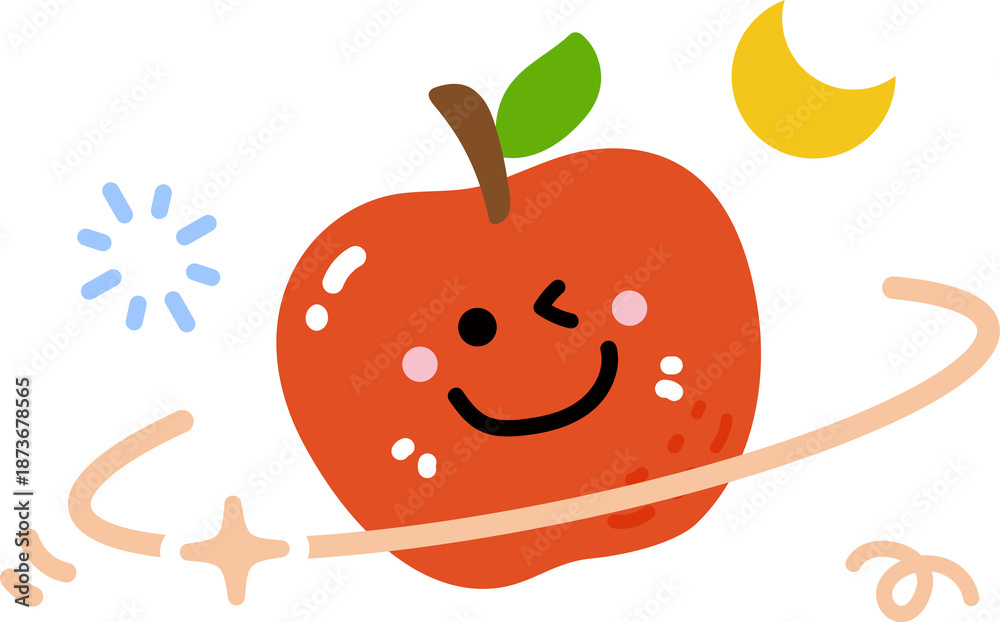 Obraz premium Cute Apple Cartoon Illustration
