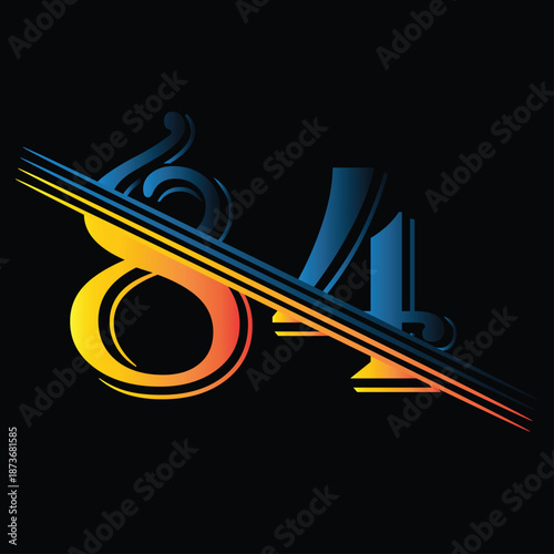 Stylized number 84 logo design with gradient colors