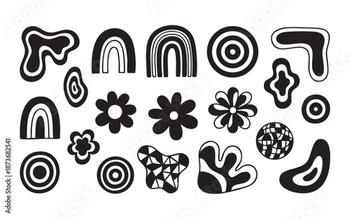 Retro Funky Organic Blobs and Hippie Design Elements