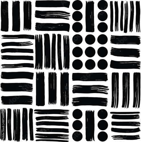 Black brush strokes and circles 