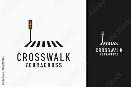 Crosswalk traffic logo symbol icon design