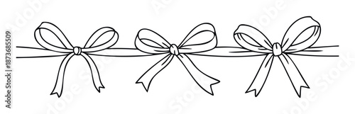 A continuous line of stylized black outline bows forms a simple yet elegant decorative border ideal for festive events, gift wrapping, and greeting card designs.