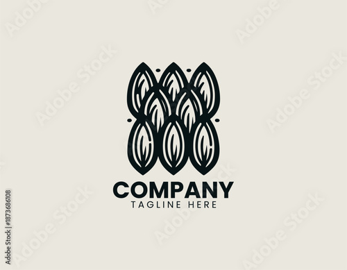 Pumpkin seeds symbol is arranged as clean black vector logo illustration