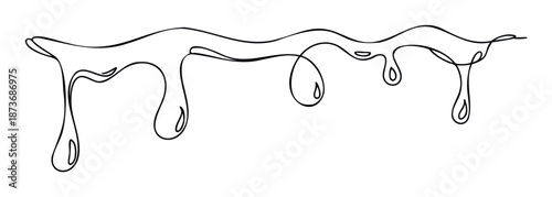 Simple black line drawing of dripping liquid or viscous substance, perfect for various graphic needs like borders, overlays, or decorative elements
