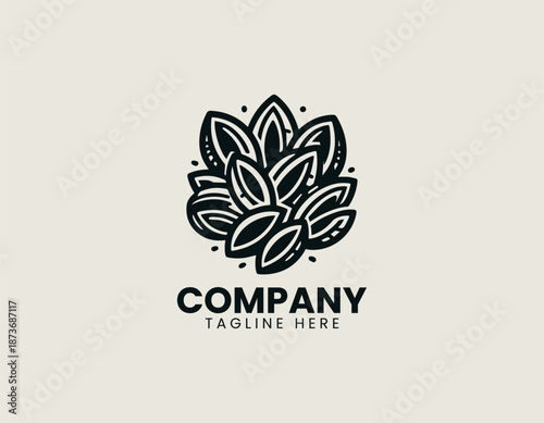 Pumpkin seeds symbol is arranged as clean black vector logo illustration