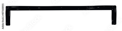 A bold hand drawn black rectangular frame graphic for abstract overlay, text accent, or grunge design projects requiring a simple decorative border.