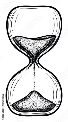 Classic hourglass sand timer depicting the passage of time and approaching deadlines, ideal for business presentations or educational materials about scheduling.