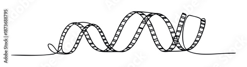 A dynamic wavy film strip reel flowing in a continuous undulating motion, ideal for movie production themes, film industry graphics, and entertainment related promotional materials.