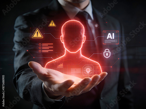 Deepfake AI Detection and Media Authenticity Technology, Artificial Intelligence Face Analysis for Cybersecurity, Digital Identity Verification, Fraud Prevention and Synthetic Media Threat Concept