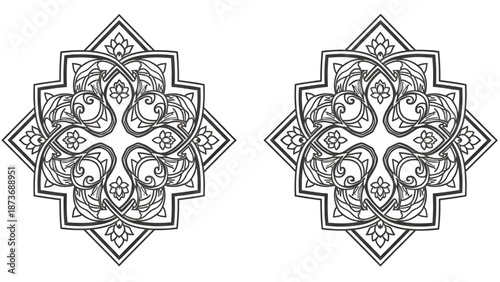 floral motif arabic islamic pattern side by side