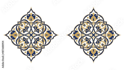 floral motif arabic islamic pattern side by side