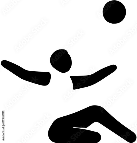 Sitting volleyball athlete silhouette hitting the ball