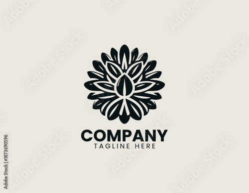 Sunflower seeds symbol is arranged as clean black vector logo illustration