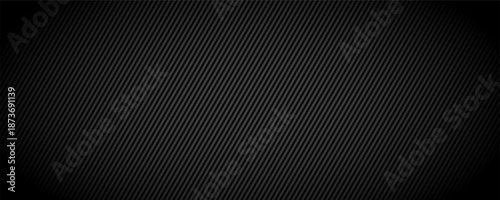 Black technical linear background. Abstract diagonal line pattern texture. Tech carbon striped design wallpaper. Vector geometric insulation wall concept. Dark slanted stripes cover backdrop