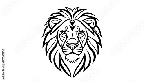 Lion Head Illustration with Flowing Mane.