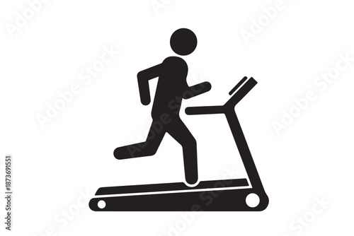 Person running on treadmill fitness icon silhouette vector illustration on white background